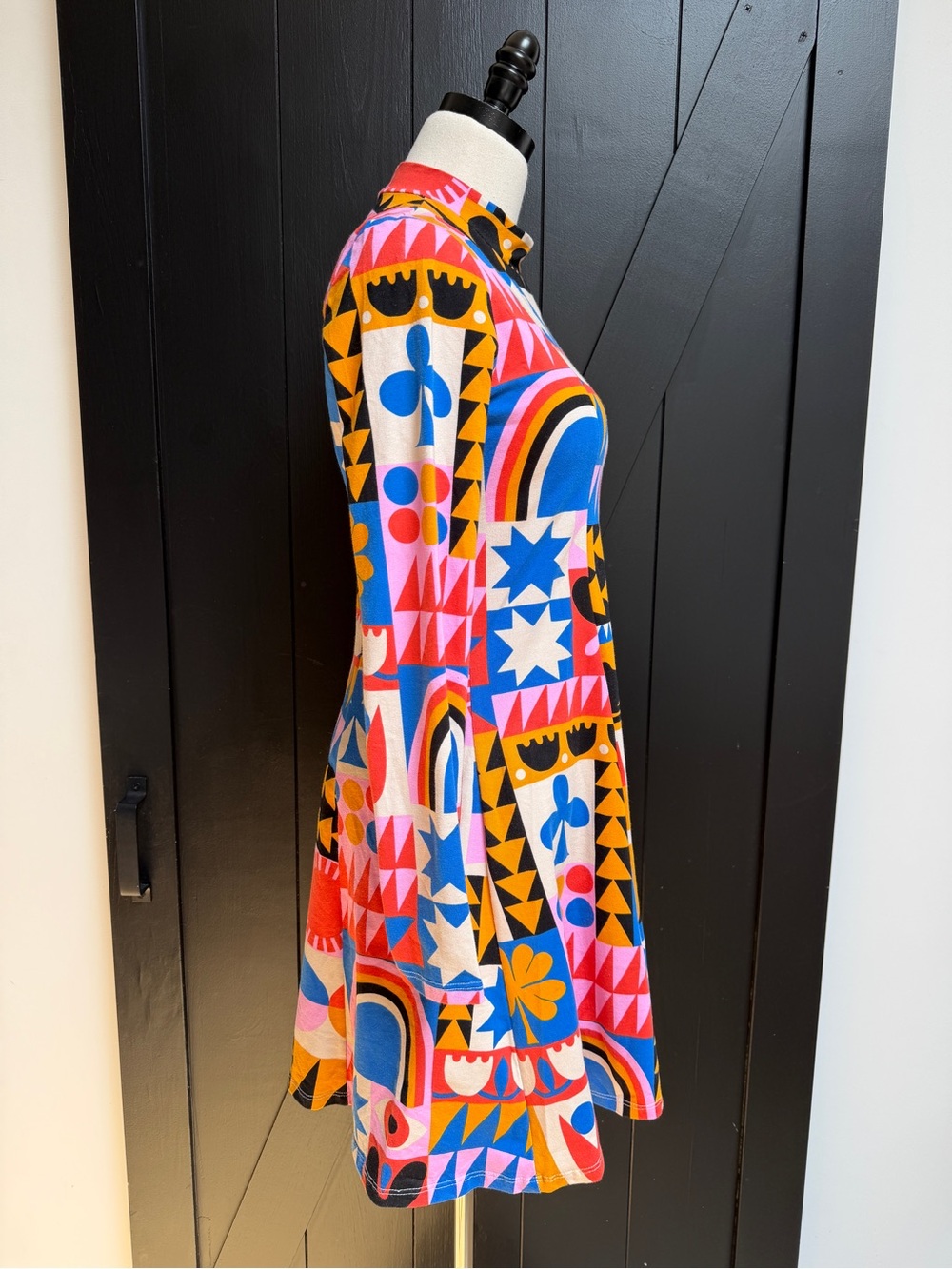 Nooworks Long Sleeve A-Line Tanya Dress Medium Lisa Congdon Rabbit Luck Like New - Picture 2 of 12